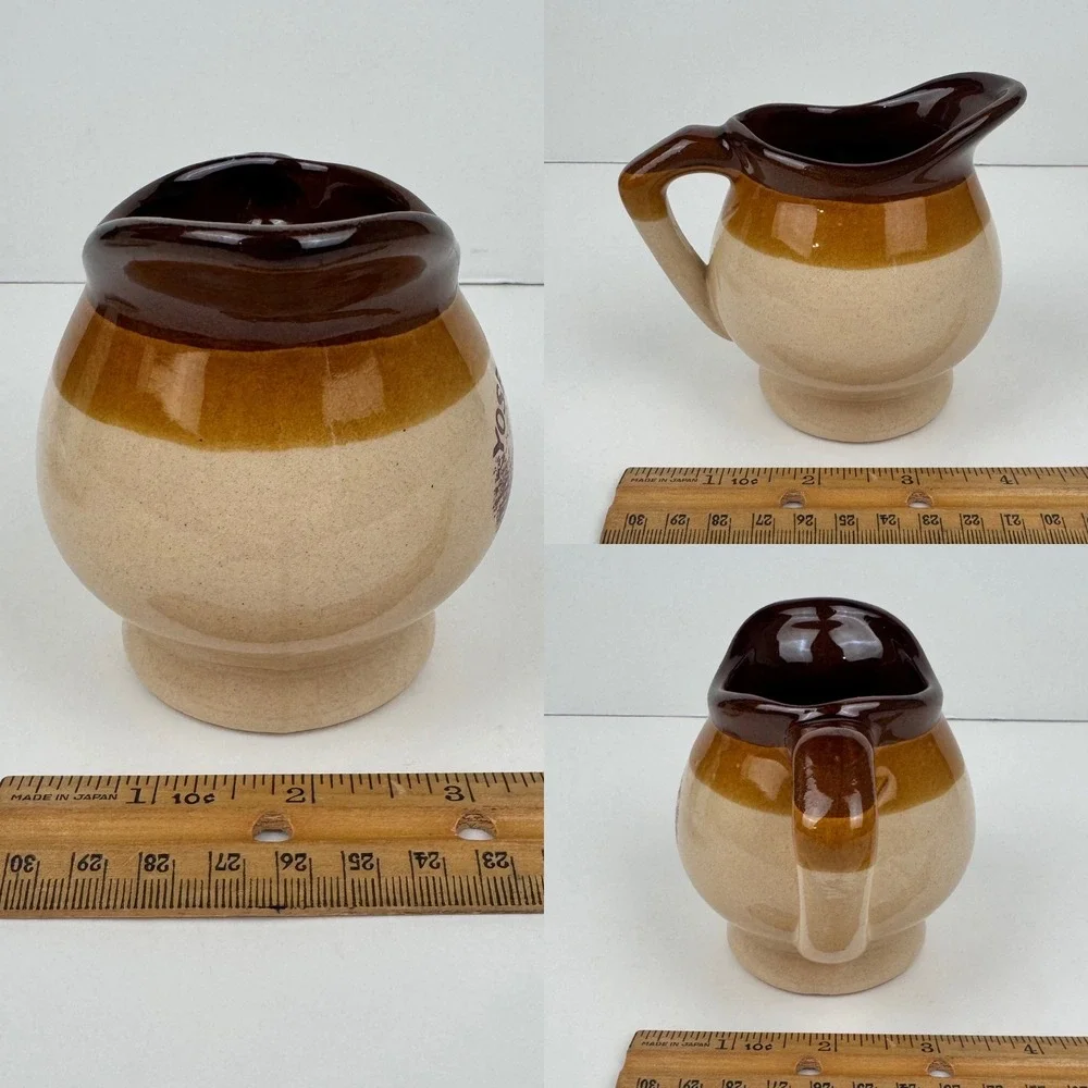 Vtg‎ Yosemite National Park Souvenir Brown Dip Creamer Pitcher Style w Bowl READ